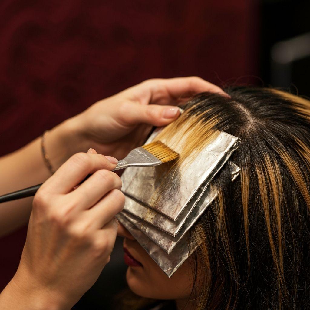 Rich vibrant hair color being professionally applied