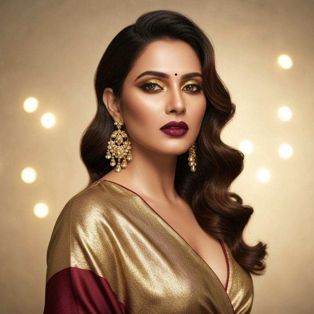 Woman with glamorous party makeup and dramatic evening look